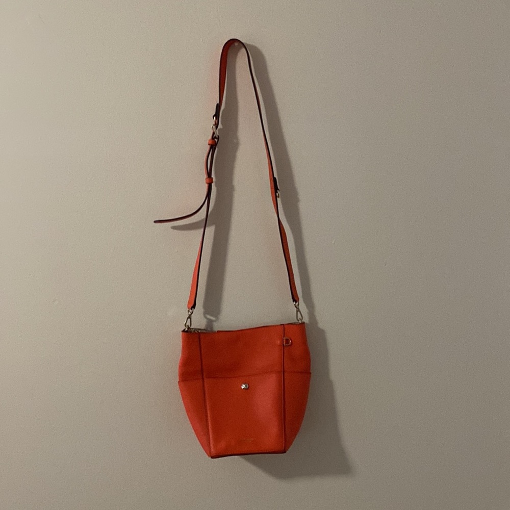 Henri Bendel Orange Influencer Mini Hobo Bucket Cross Body Bag - Picture 7 of 7